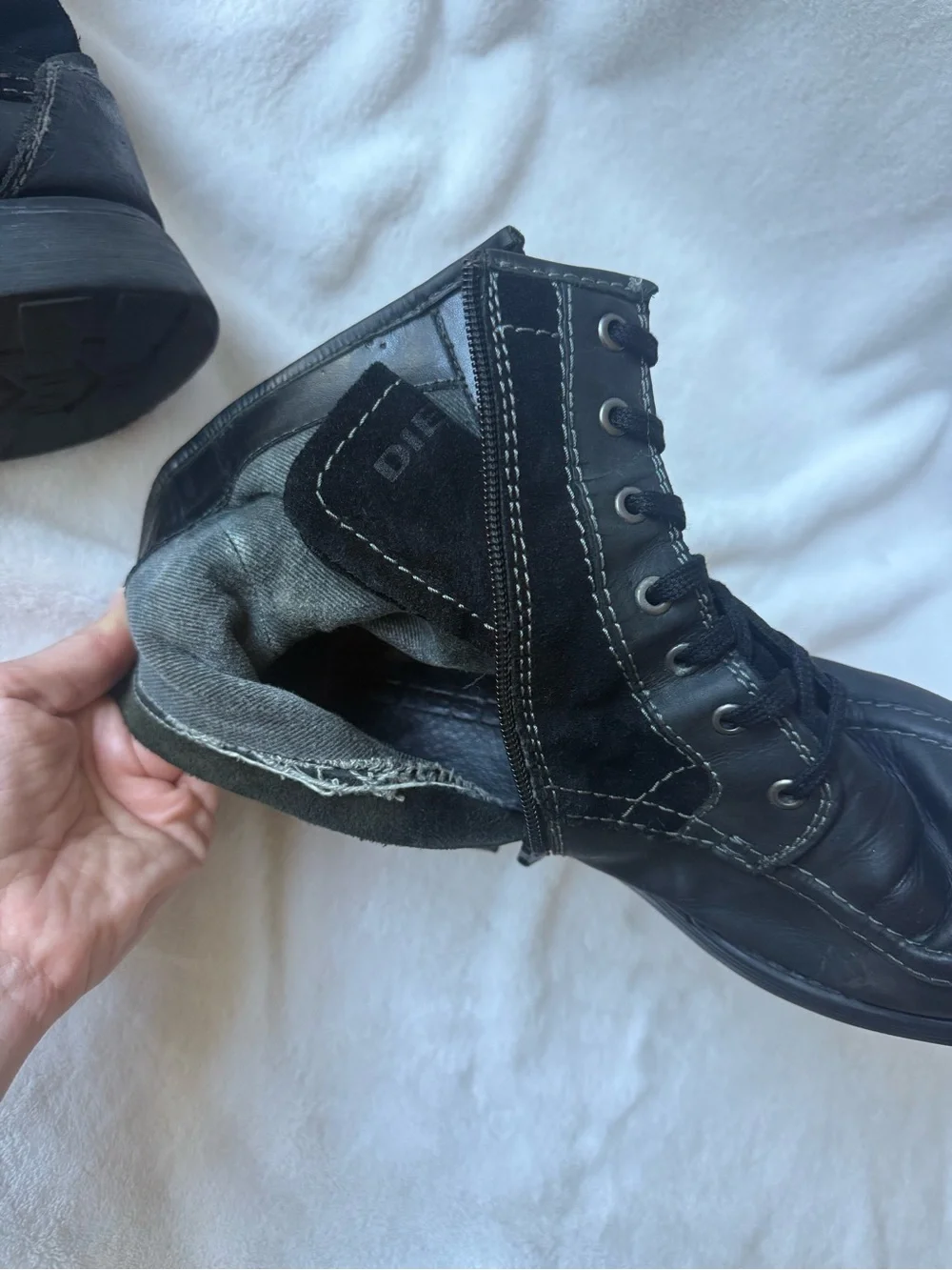 Diesel Black Lace-Up Ankle Boots
